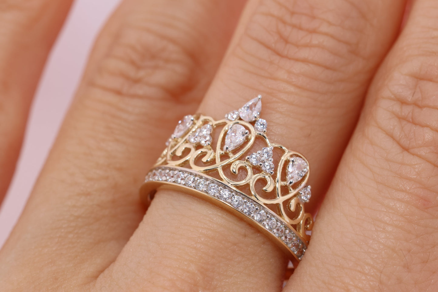 14K Gold 15 Anos Quinceanera Crown Ring MM