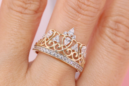 14K Gold 15 Anos Quinceanera Crown Ring MM