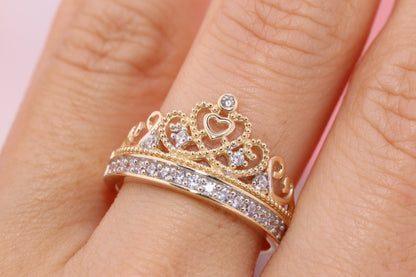 14K Gold 15 Anos Quinceanera Crown Ring LL