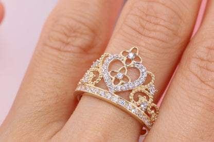 14K Gold 15 Anos Quinceanera Crown Ring KK
