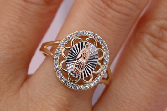 14k Solid Gold Virgin Mary Virgen Maria Lady Guadalupe Ring BB