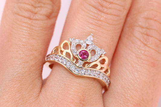 14K Gold 15 Anos Quinceanera Crown Ring CC