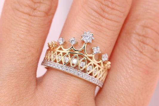 14K Gold 15 Anos Quinceanera Crown Ring BB