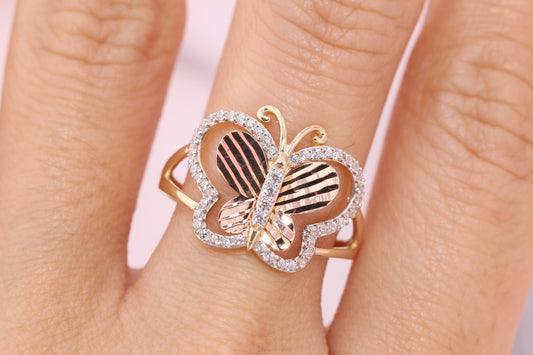 14k Yellow Gold Color Butterfly Ring E