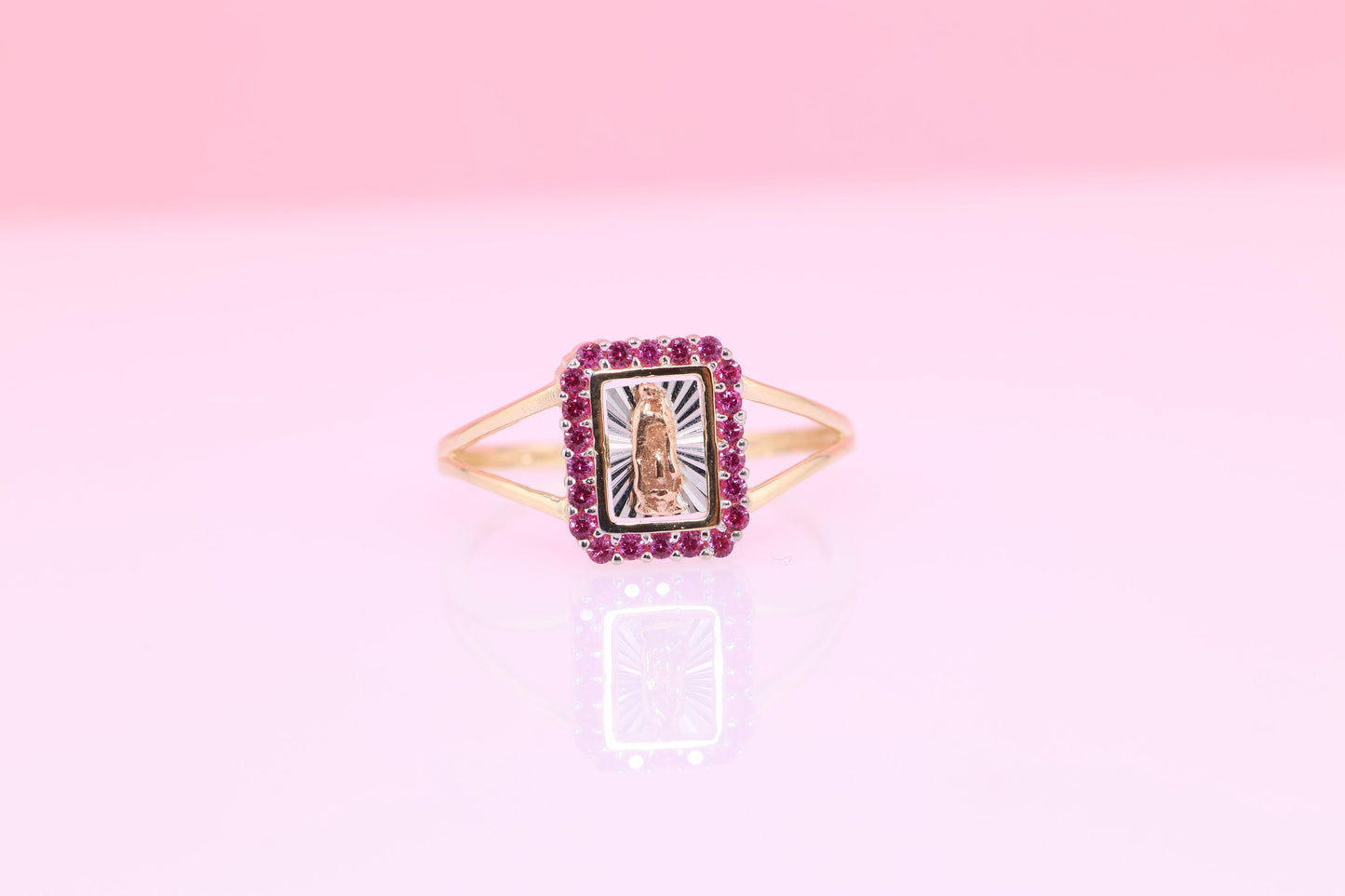 14k Yellow Virgin Mary Virgen Maria Lady Guadalupe Ring A