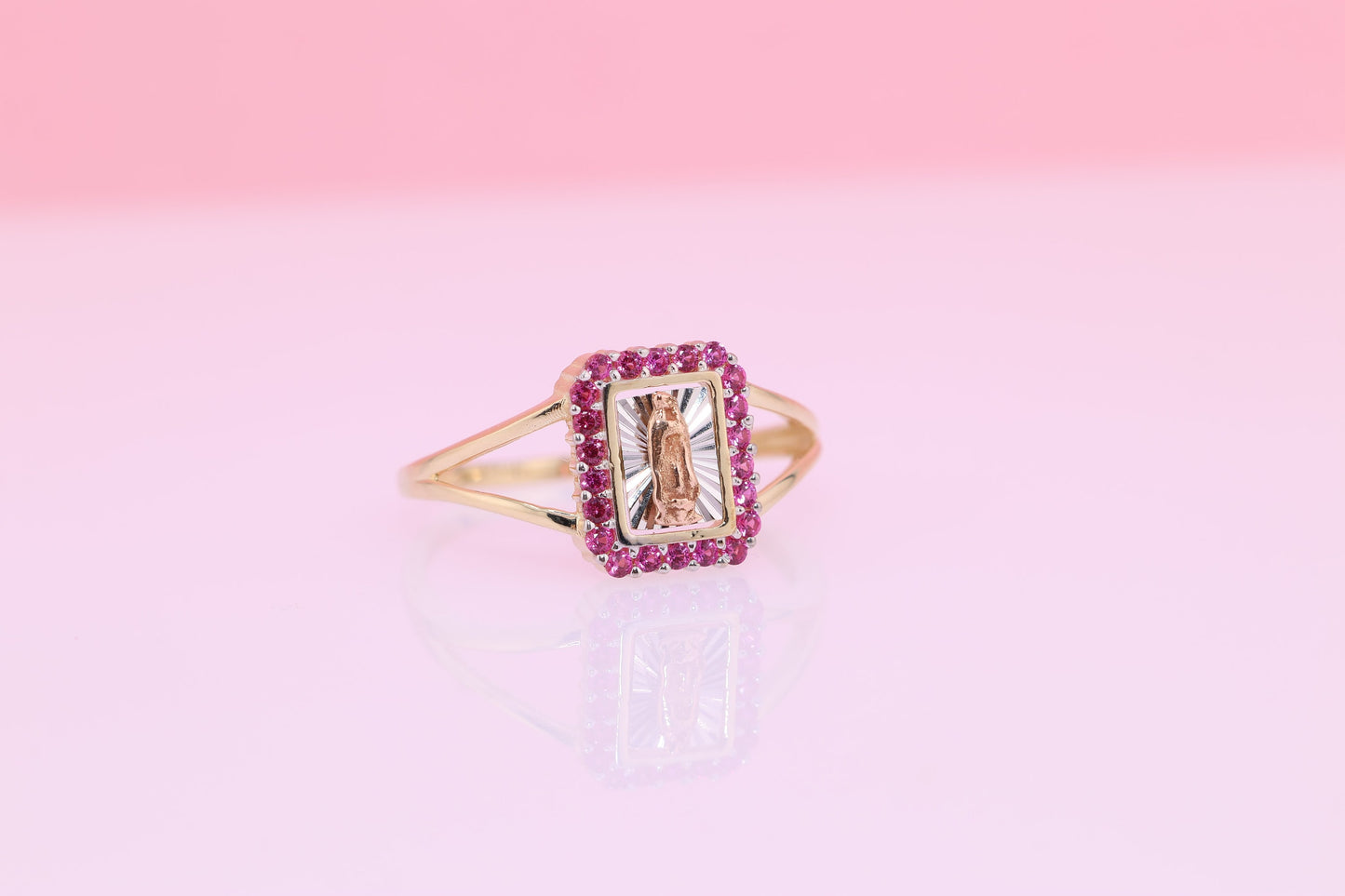 14k Yellow Virgin Mary Virgen Maria Lady Guadalupe Ring A
