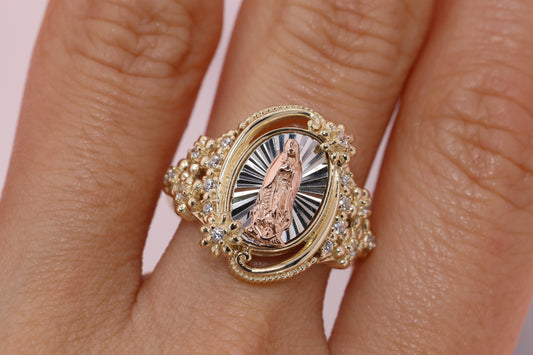 14k Solid Gold Virgin Mary Virgen Maria Lady Guadalupe Ring II