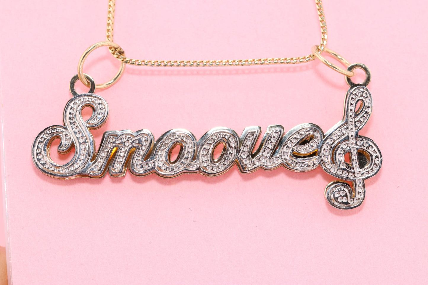 10K or 14K Gold Personalized Clef Double Name Pendant