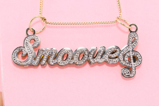 10K or 14K Gold Personalized Clef Double Name Pendant