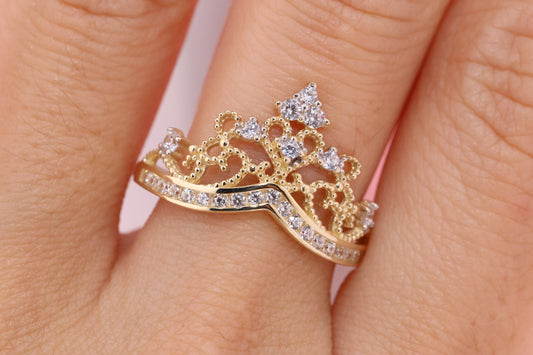 14K Gold 15 Anos Quinceanera Crown Ring NN