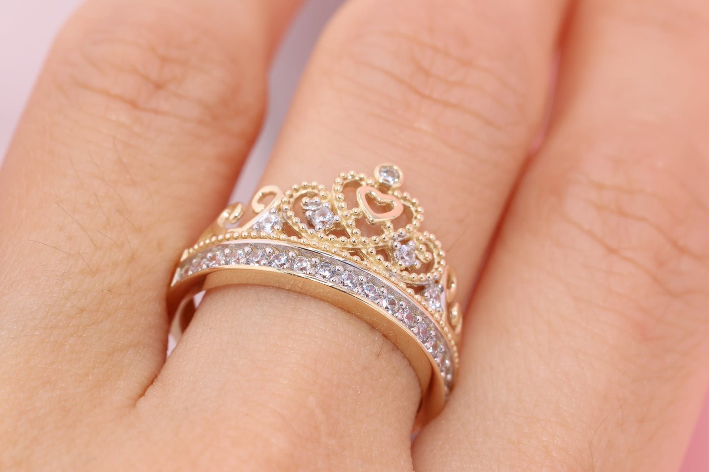 14K Gold 15 Anos Quinceanera Crown Ring LL