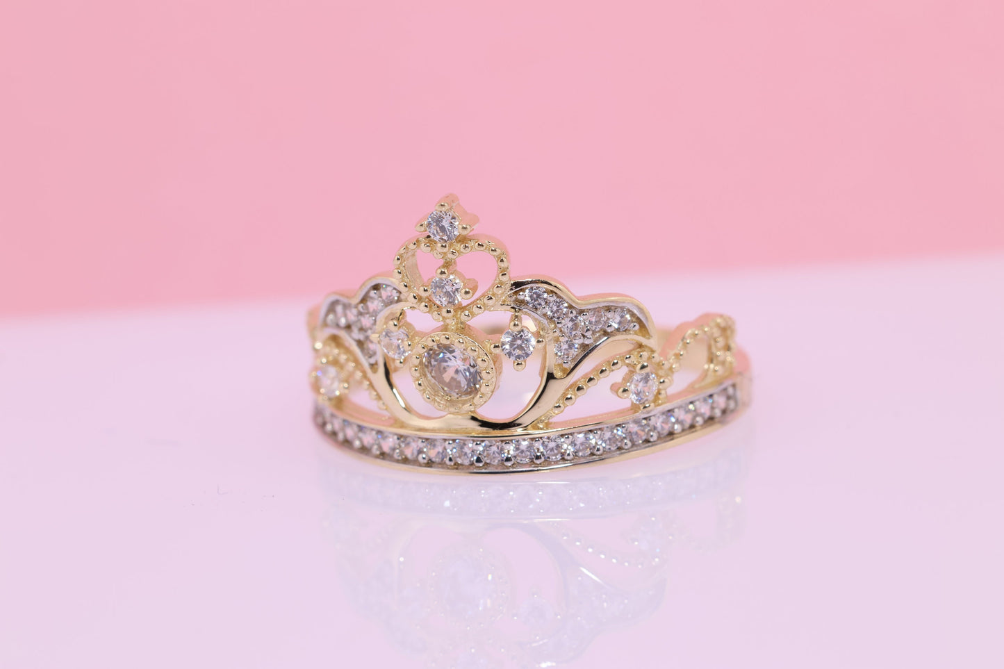 14K Gold 15 Anos Quinceanera Crown Ring JJ