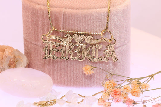 10K or 14K Gold Personalized OLD ENGLISH Pendant