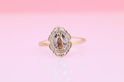 14k Solid Gold Virgin Mary Virgen Maria Lady Guadalupe Ring F