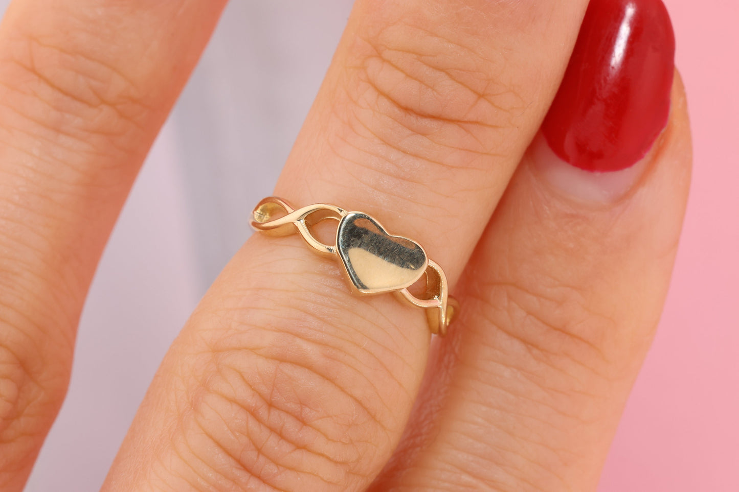 14k Gold Heart CZ Mid/Toe Ring Adjustable Band A