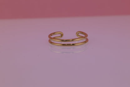 14k Yellow Gold double Adjustable Midi Knuckle Ring