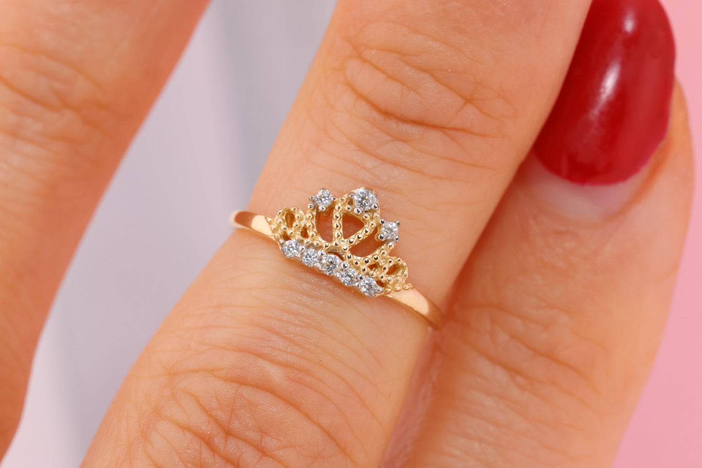 14k Yellow Crown Midi Ring