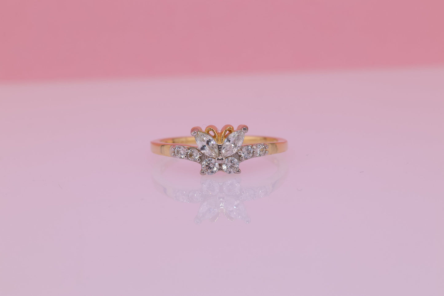14k Yellow Butterfly Midi Ring