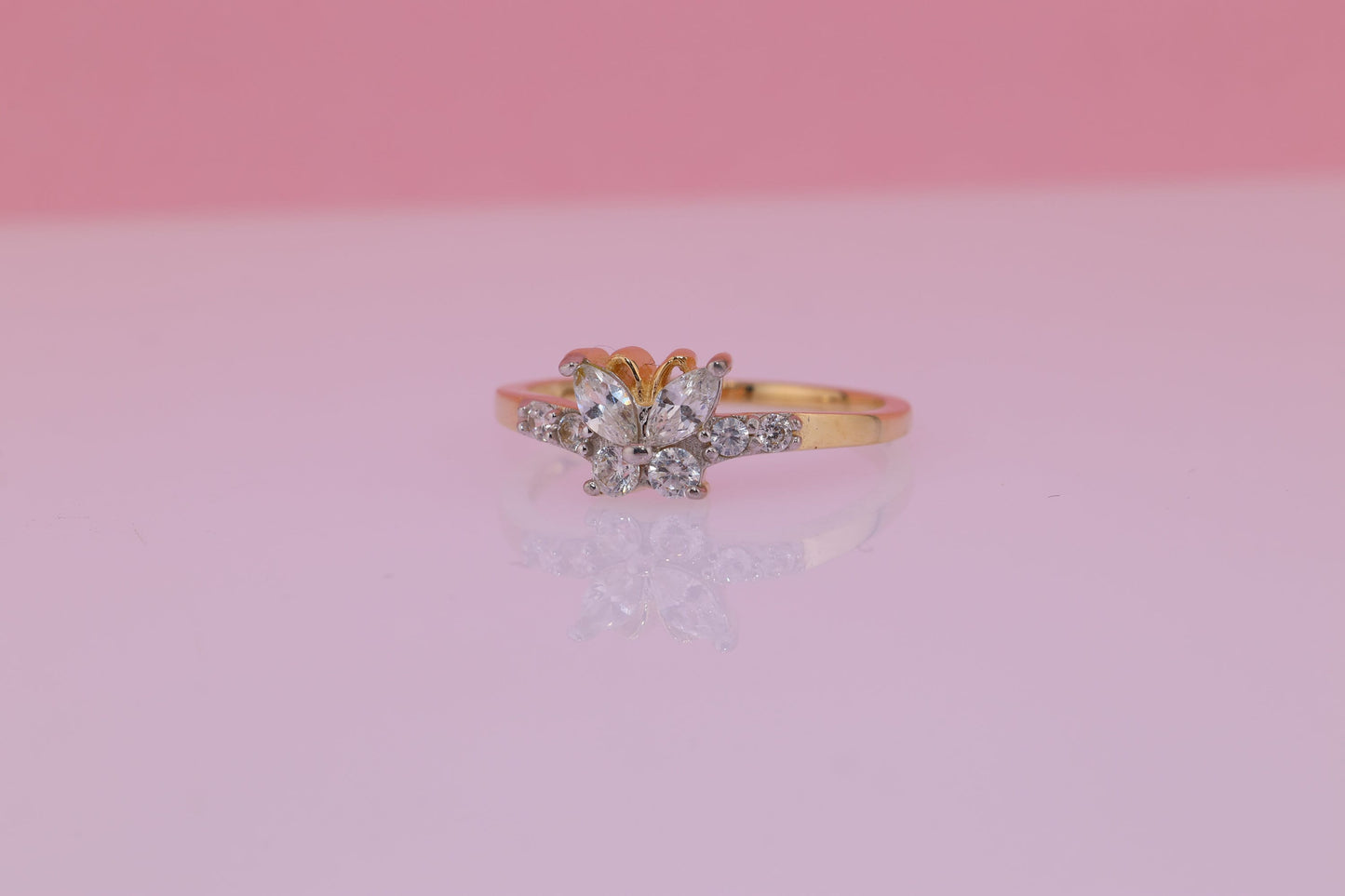 14k Yellow Butterfly Midi Ring