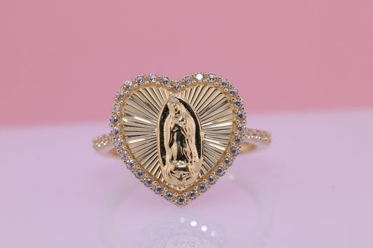 14k Solid Gold Virgin Mary Virgen Maria Lady Guadalupe Ring DD