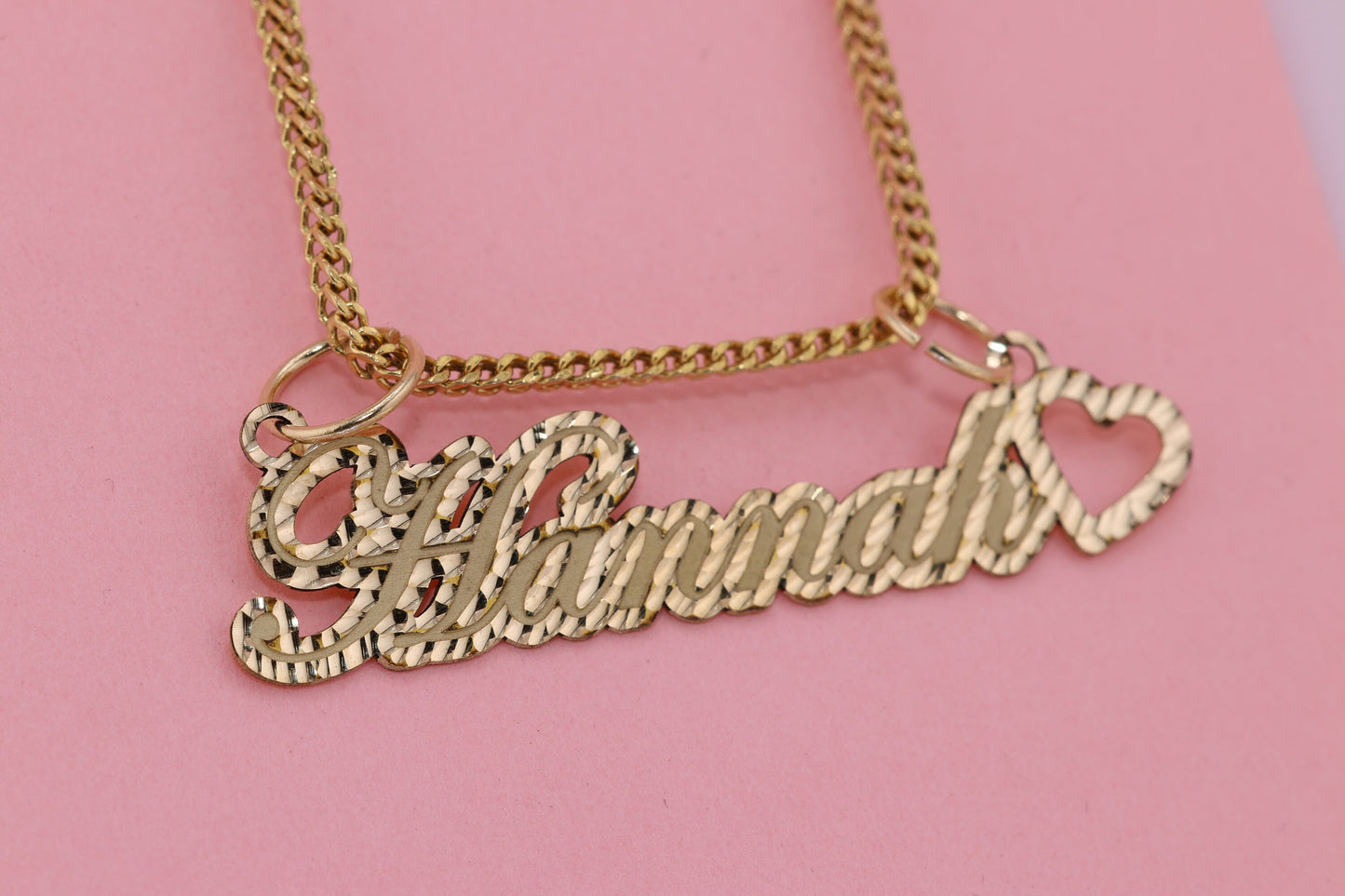 10K or 14K Gold Personalized Name with Heart Pendant B