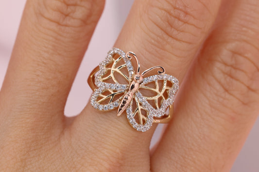14k Yellow Gold Color Butterfly Ring C