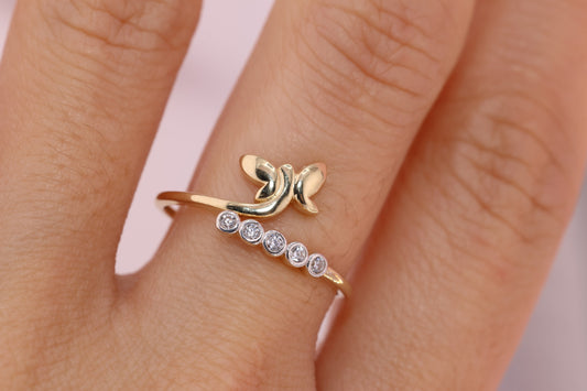 14k Yellow Gold Color Butterfly Ring B