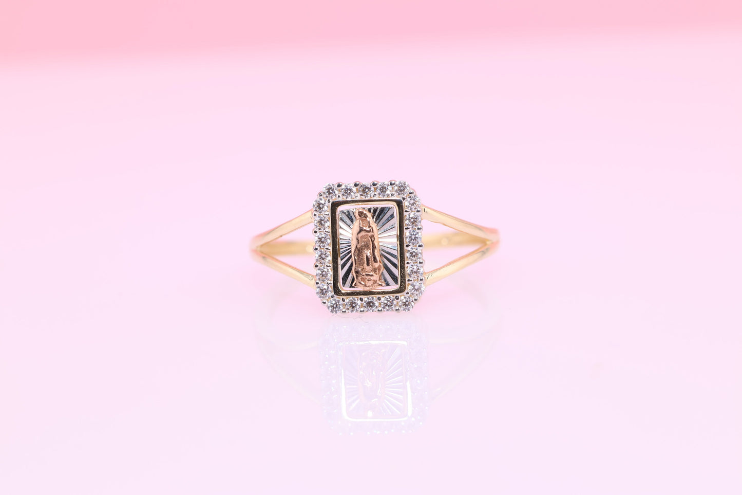 14k Yellow Virgin Mary Virgen Maria Lady Guadalupe Ring B