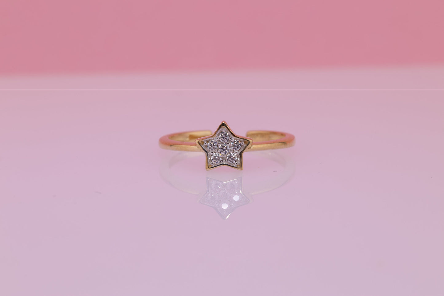 Solid 14k Yellow Gold Star Midi Knuckle Ring