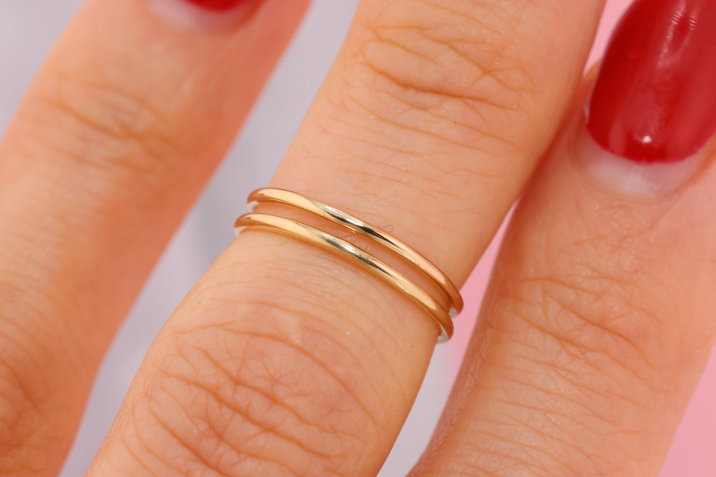14k Yellow Gold double Adjustable Midi Knuckle Ring