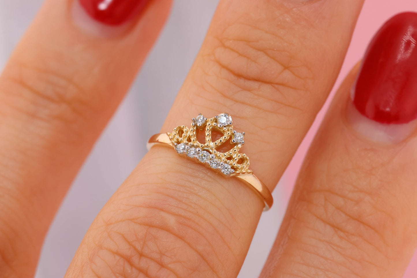 14k Yellow Crown Midi Ring