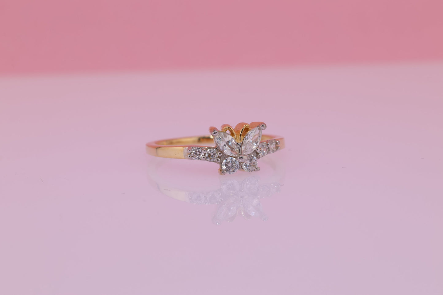 14k Yellow Butterfly Midi Ring
