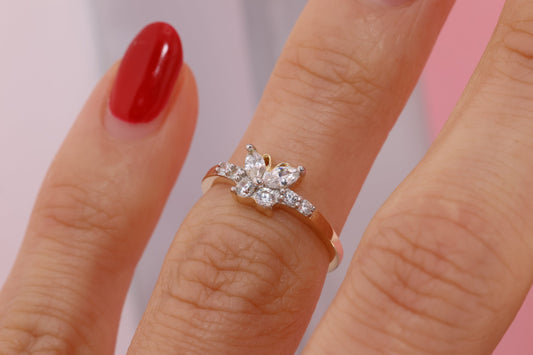 14k Yellow Butterfly Midi Ring
