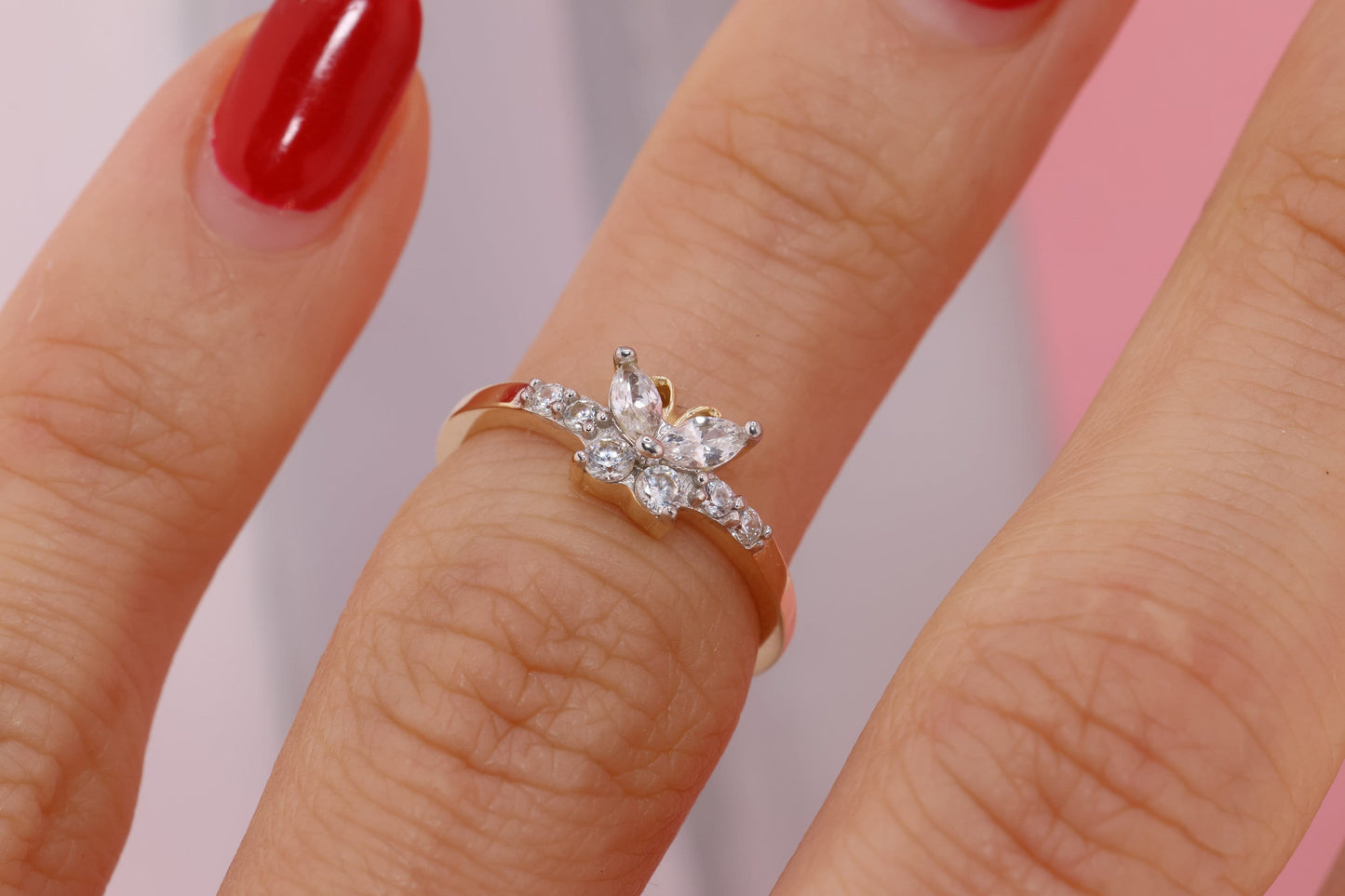 14k Yellow Butterfly Midi Ring