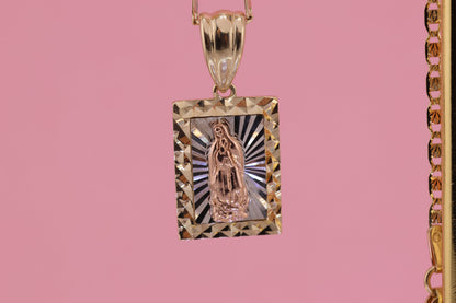 14k Solid Gold Virgin Mary Virgen Maria Lady Guadalupe Pendant A