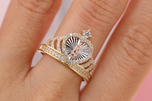 14k Solid Gold Virgin Mary Virgen Maria Lady Guadalupe Ring C