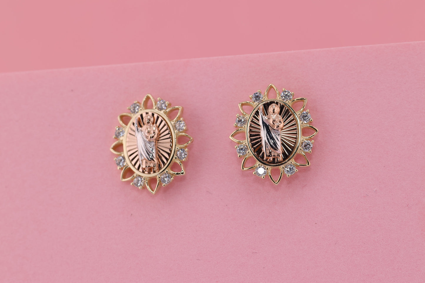 14k Solid Gold Saint Jude San Judas Earrings B