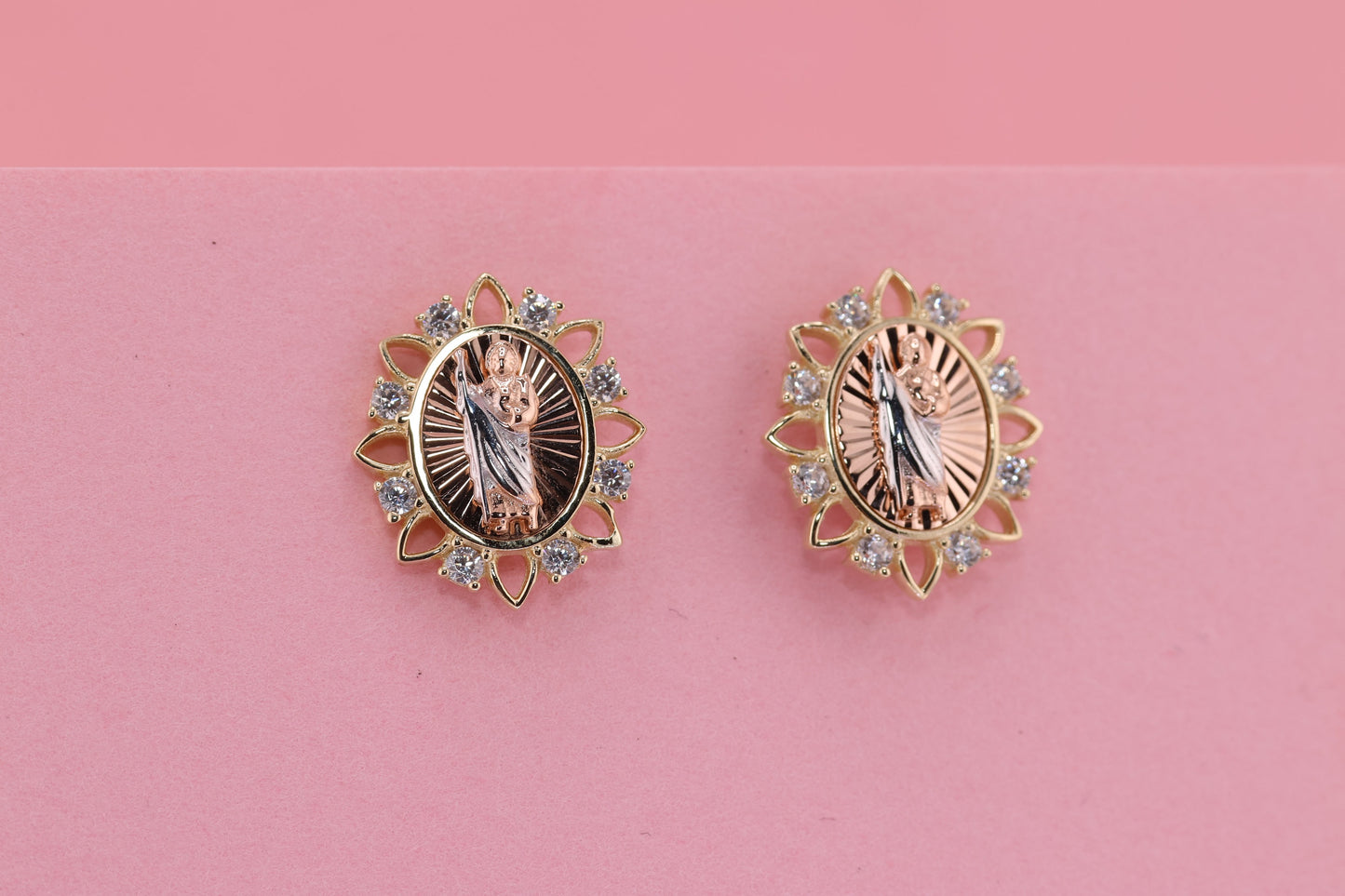 14k Solid Gold Saint Jude San Judas Earrings B