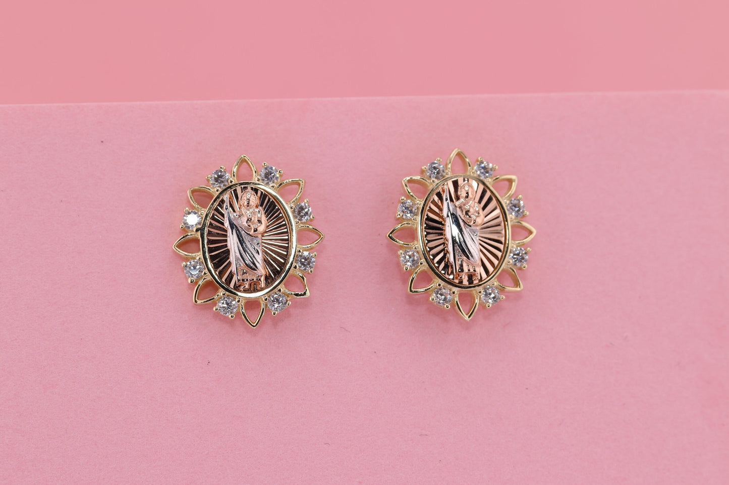 14k Solid Gold Saint Jude San Judas Earrings B