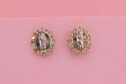 14k Solid Gold Saint Jude San Judas Earrings B