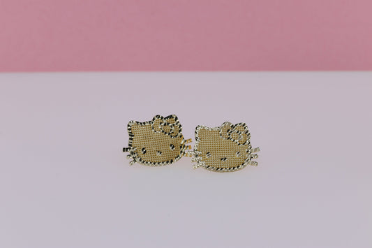 10K Solid Gold Kitty Earrings