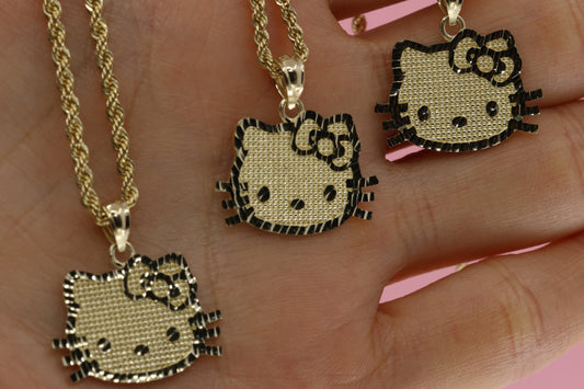 10K Solid Yellow Small Gold Kitty Pendant