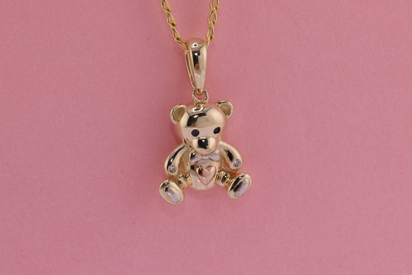 14K Real Gold Teddy Bear Pendant D