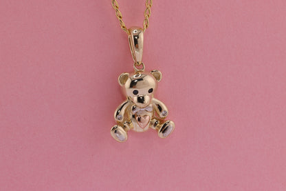 14K Real Gold Teddy Bear Pendant D