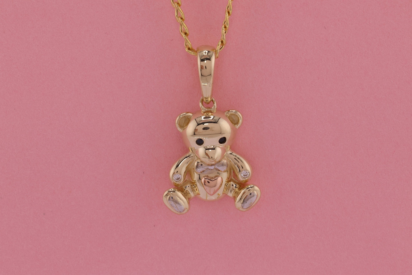 14K Real Gold Teddy Bear Pendant D