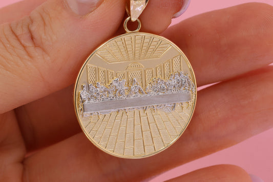 14k Solid Two-Tone Gold Last Supper Pendant A