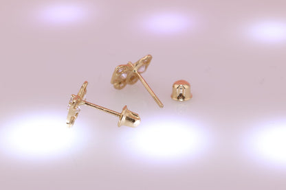 14K Gold CZ Princess Crown Earrings B