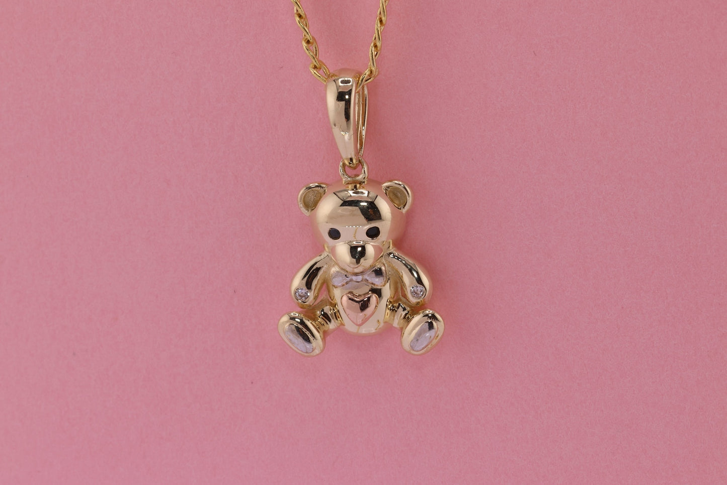 14K Real Gold Teddy Bear Pendant D