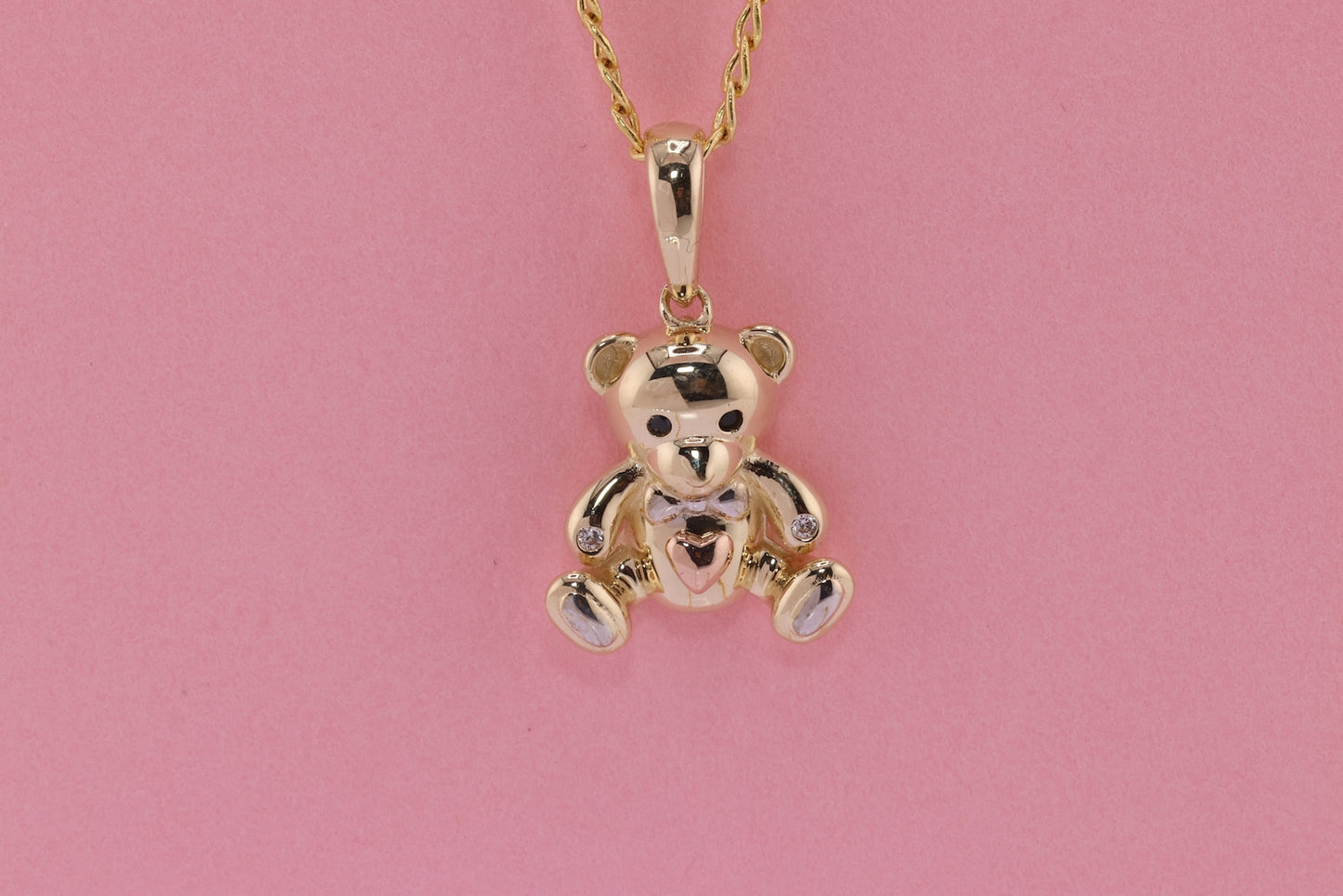 14K Real Gold Teddy Bear Pendant D