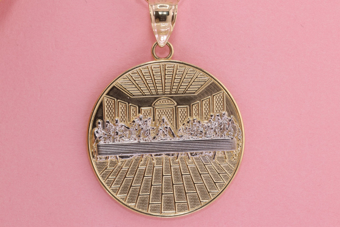 14k Solid Two-Tone Gold Last Supper Pendant A